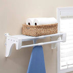 ez shelf diy expandable closet shelf & rod - 19.5? - 29 in. - white - mounts to back wall (floating) with 2 end brackets -easy to install-strong-wire shelving alternative-rod & shelf