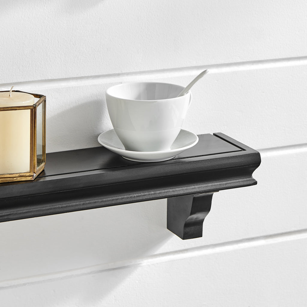 Danya B. Decorative 24 in. Floating Wall Décor Display Ledge Shelves – (Set of 2) - Black