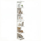 Fairy 7-Tier Wall Mounted Shelf Unit, White Floating Shelves with LED Lights, Home Decor Organizer and Display Rack