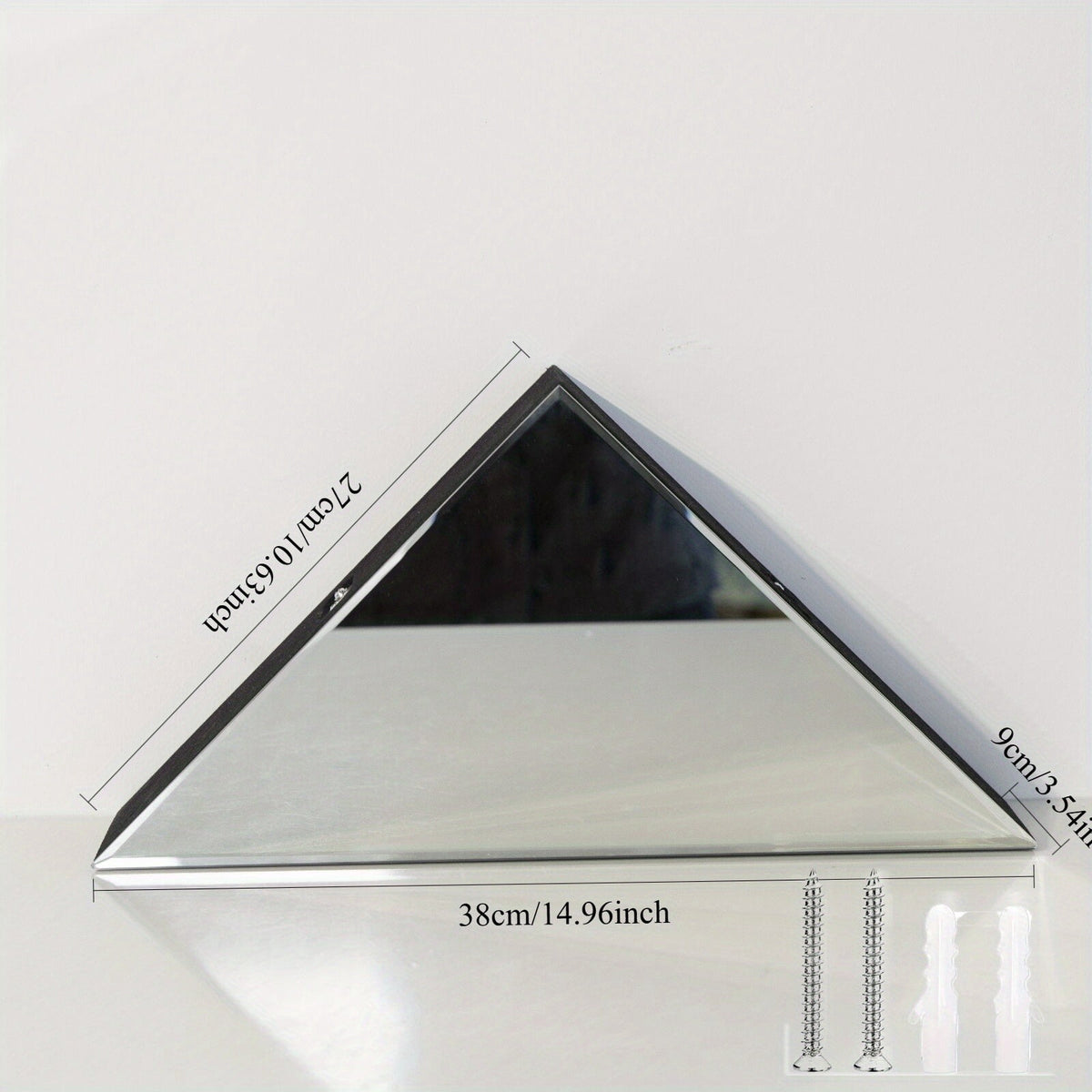 Mirrored Floating Corner Shelf Set of 2 - 14.96 in. Triangle Silver Mirror Crushed Diamond Wall Shelves for Home Decor, Crystal Diamond Art Deco Display for Living Room, Bedroom - 90°Right Angle Only