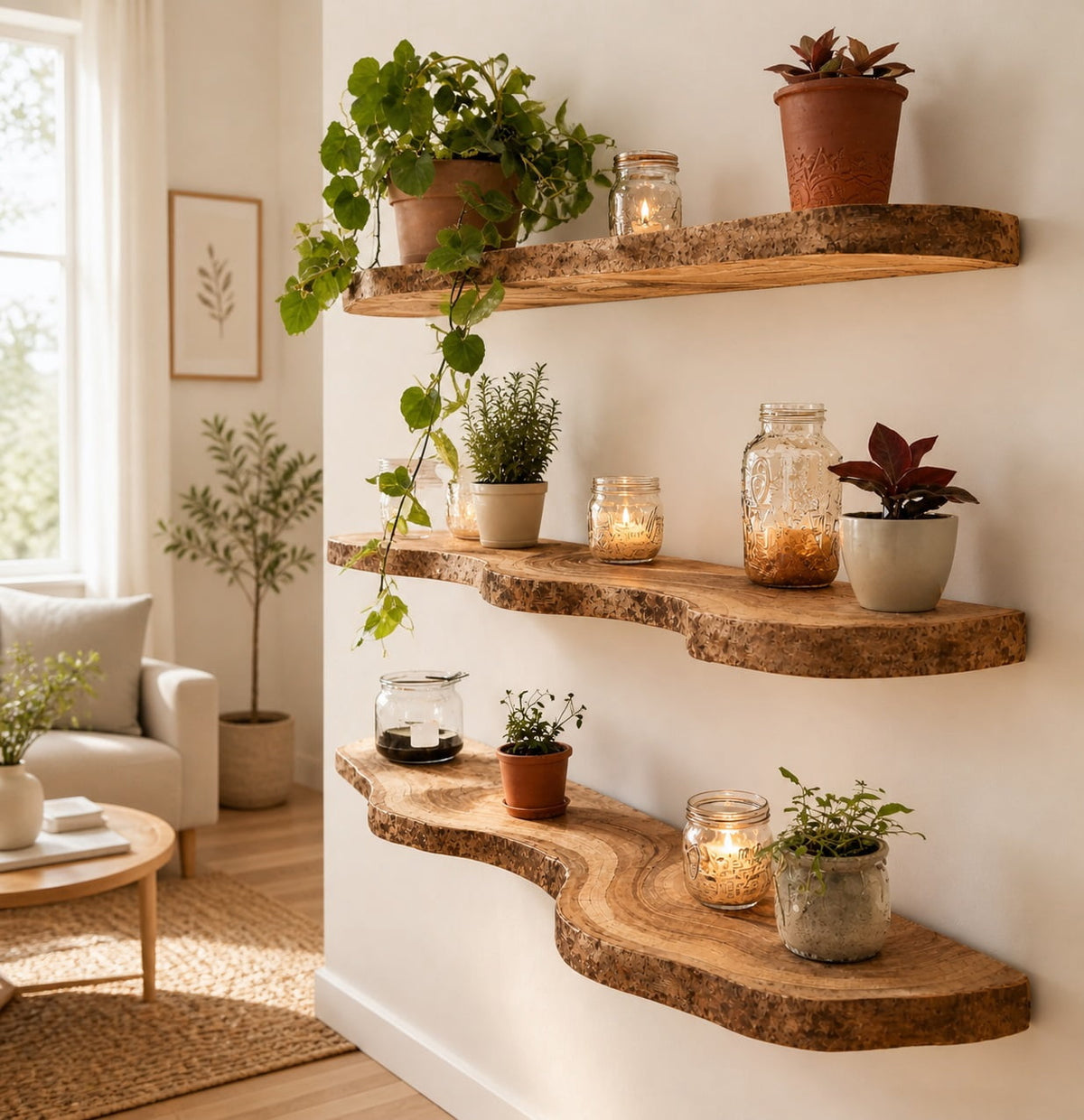 Wall Shelf, Floating Bookshelf with Lip, Handmade Using Premium Wood, Wall Mounted Storage Shelf for Living Room & Nursery